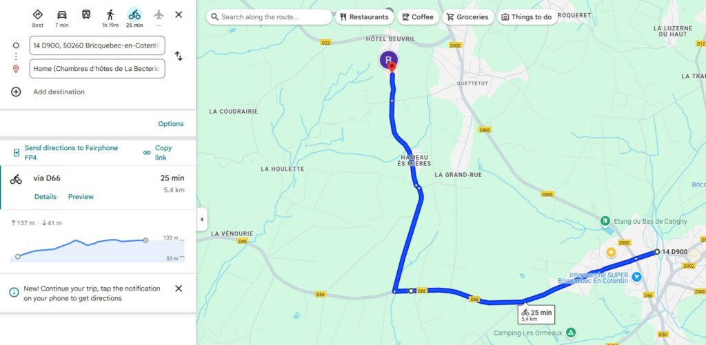 Cycling to La Becterie from Bricquebec using D66